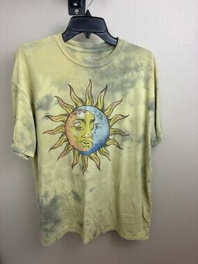 Mighty Fine Unisex L Tye Died Knit Cotton/Poly Crew Neck Sun & Moon Graphic Tee